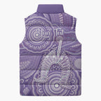 50 Years Deadly NAIDOC Week 2026 Personalised Sleeveless Puffer Jacket Dhari Purple Indigenous Art