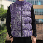 50 Years Deadly NAIDOC Week 2026 Personalised Sleeveless Puffer Jacket Dhari Purple Indigenous Art