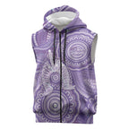 50 Years Deadly NAIDOC Week 2026 Personalised Sleeveless Zip Hoodie Dhari Purple Indigenous Art