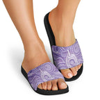 50 Years Deadly NAIDOC Week 2026 Personalised Slide Sandals Dhari Purple Indigenous Art