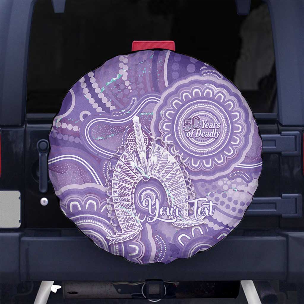 50 Years Deadly NAIDOC Week 2026 Personalised Spare Tire Cover Dhari Purple Indigenous Art