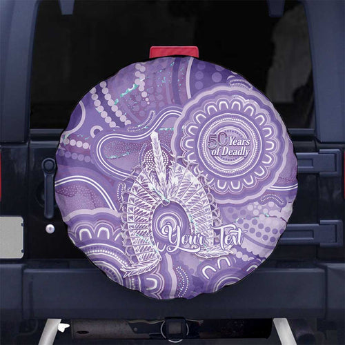 50 Years Deadly NAIDOC Week 2026 Personalised Spare Tire Cover Dhari Purple Indigenous Art