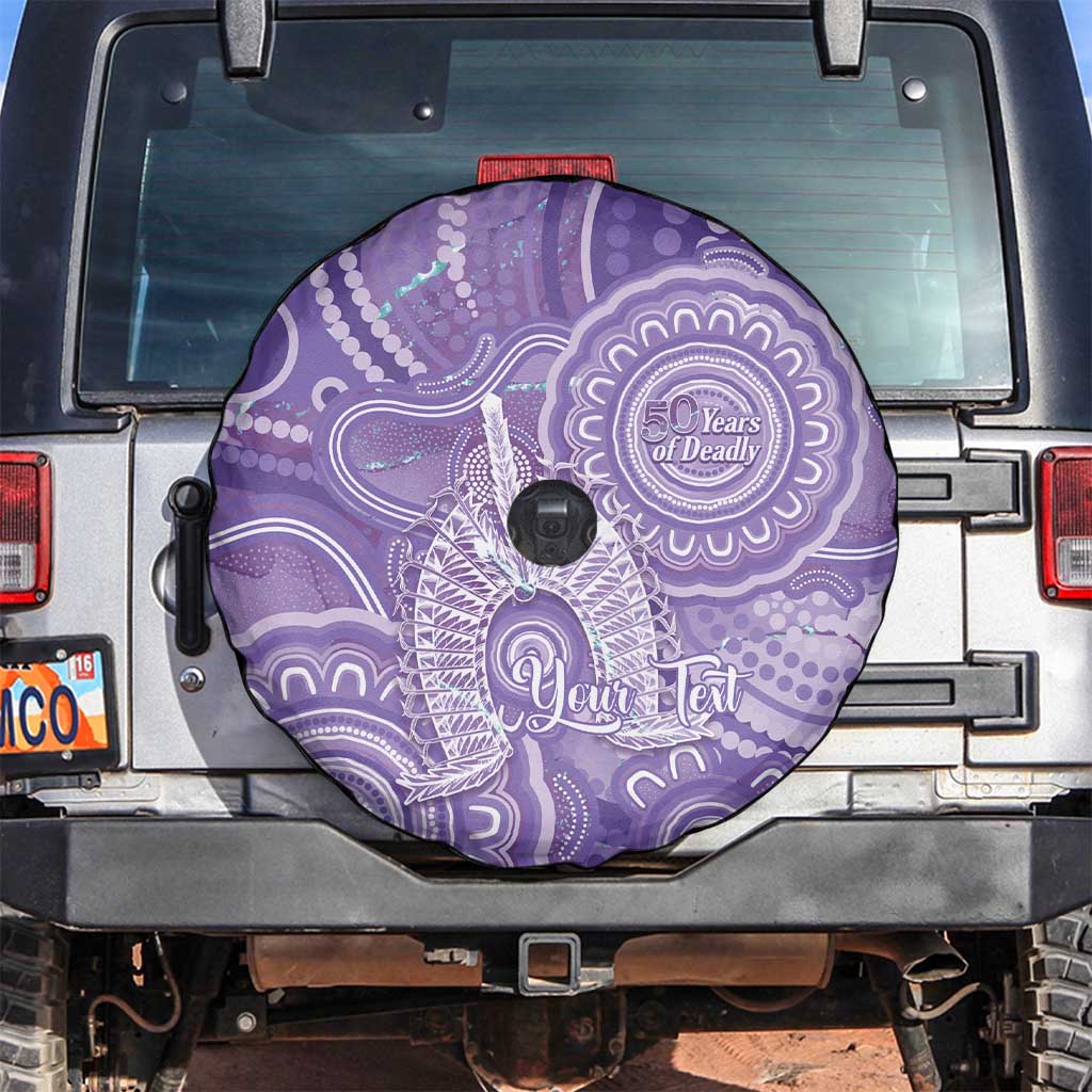 50 Years Deadly NAIDOC Week 2026 Personalised Spare Tire Cover Dhari Purple Indigenous Art