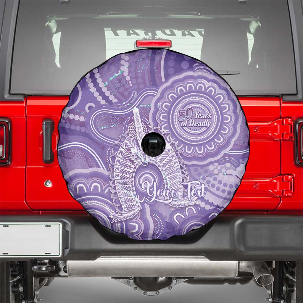 50 Years Deadly NAIDOC Week 2026 Personalised Spare Tire Cover Dhari Purple Indigenous Art