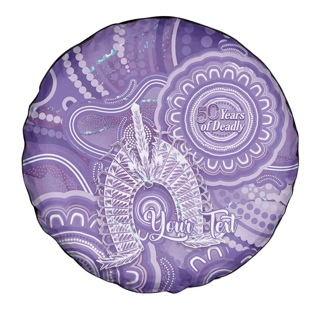 50 Years Deadly NAIDOC Week 2026 Personalised Spare Tire Cover Dhari Purple Indigenous Art