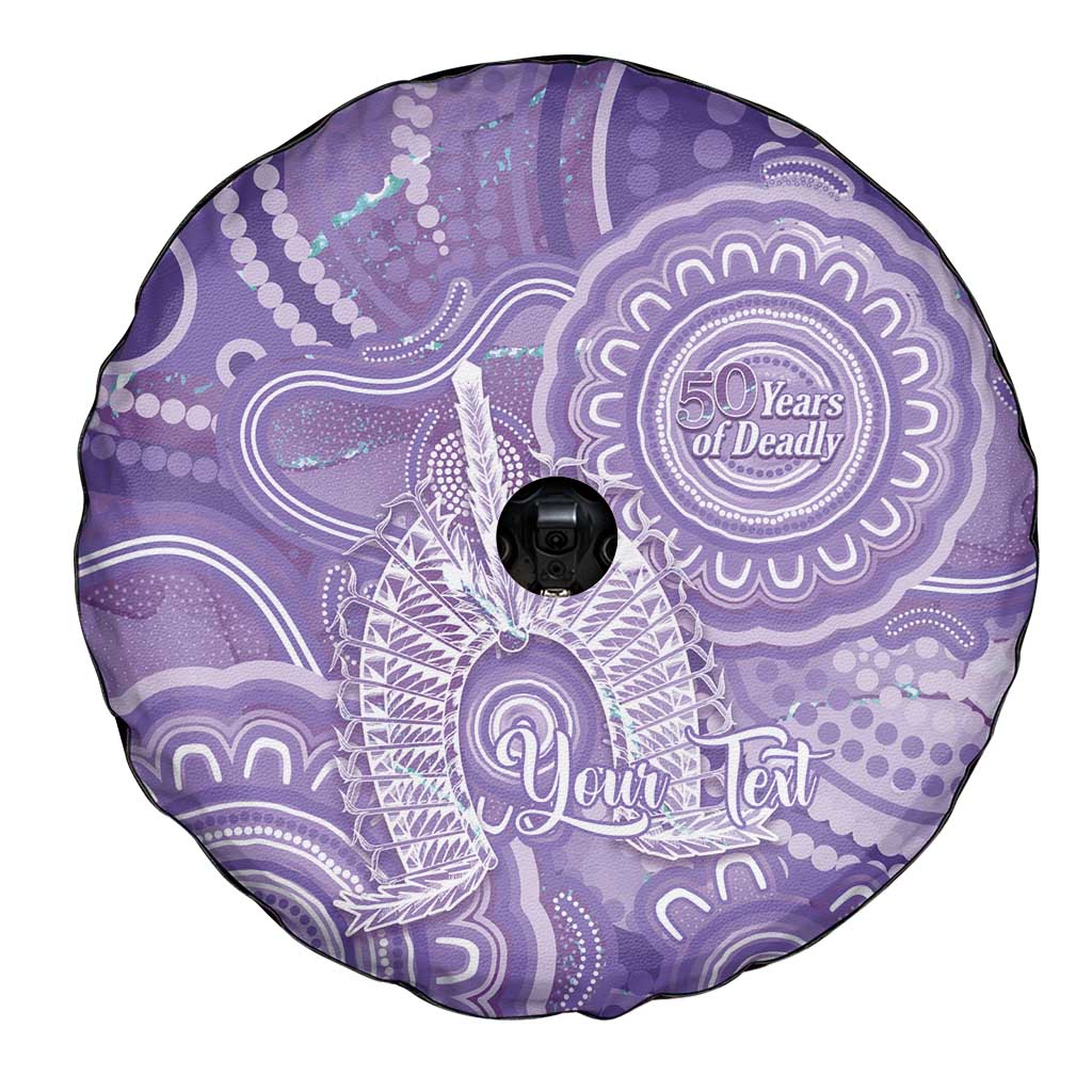 50 Years Deadly NAIDOC Week 2026 Personalised Spare Tire Cover Dhari Purple Indigenous Art