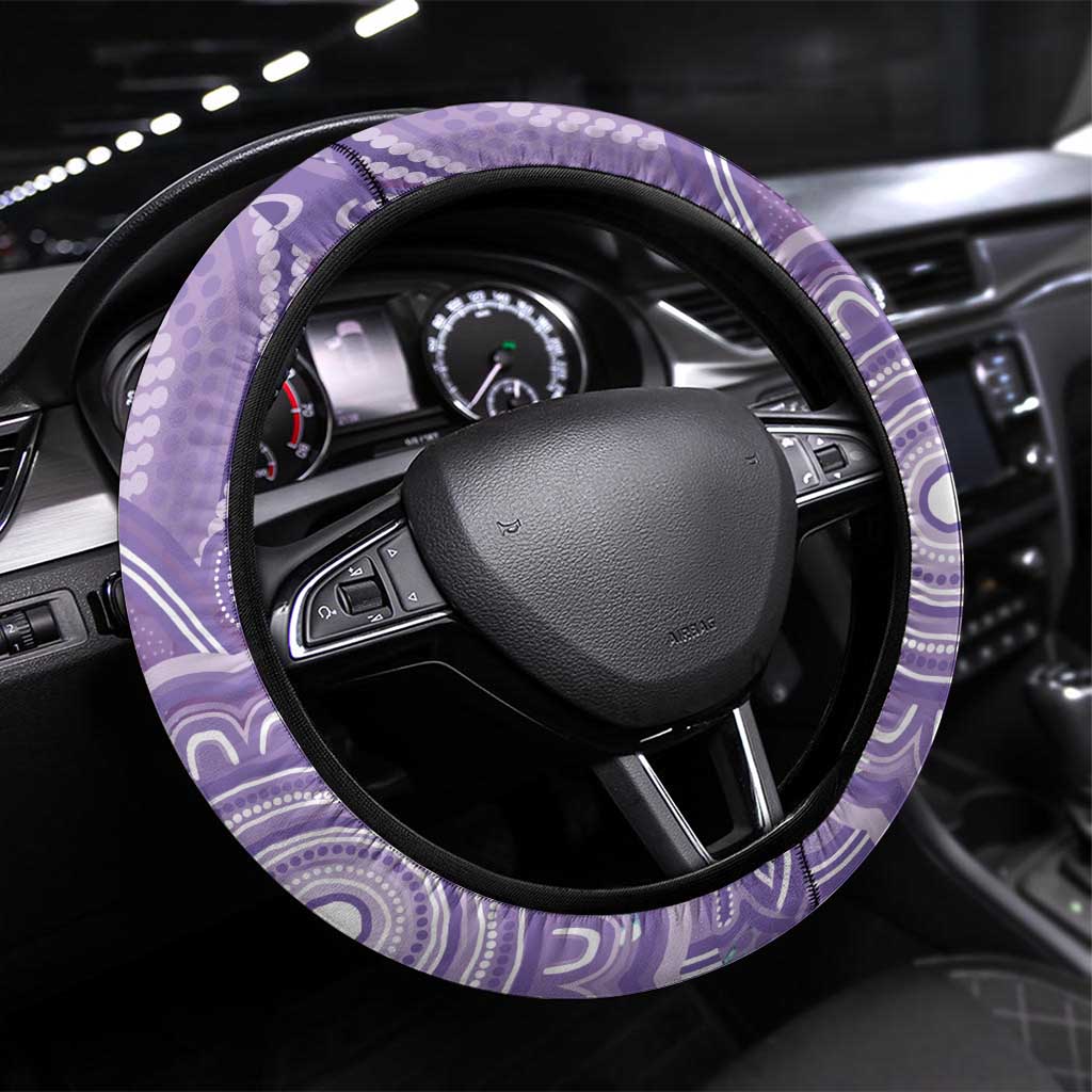 50 Years Deadly NAIDOC Week 2026 Steering Wheel Cover Dhari Purple Indigenous Art