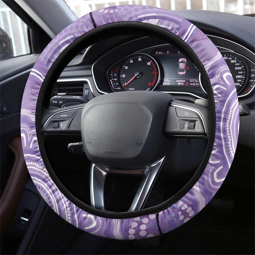 50 Years Deadly NAIDOC Week 2026 Steering Wheel Cover Dhari Purple Indigenous Art
