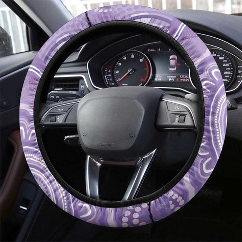 50 Years Deadly NAIDOC Week 2026 Steering Wheel Cover Dhari Purple Indigenous Art