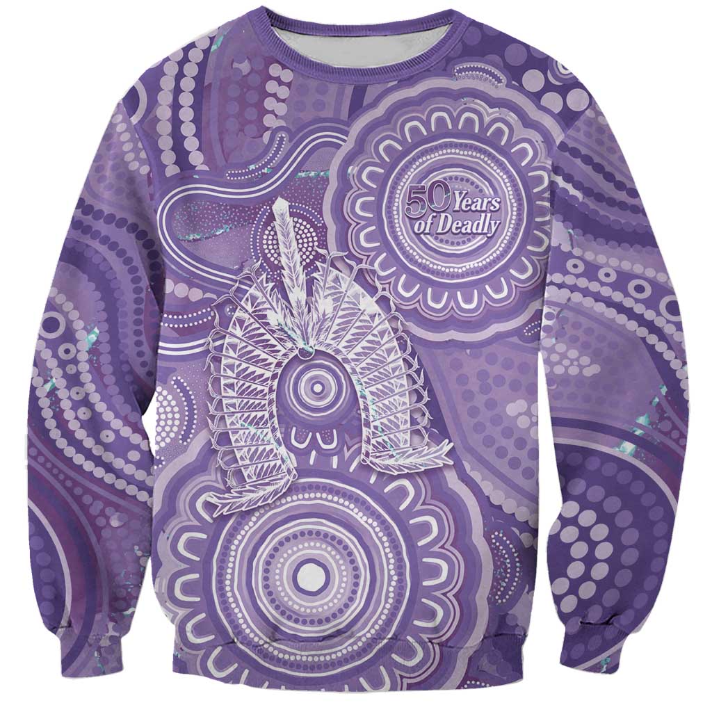 50 Years Deadly NAIDOC Week 2026 Personalised Sweatshirt Dhari Purple Indigenous Art