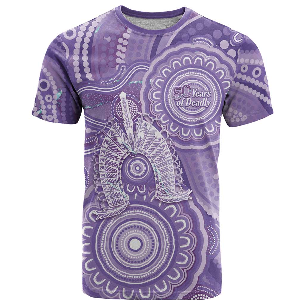 50 Years Deadly NAIDOC Week 2026 Personalised T Shirt Dhari Purple Indigenous Art