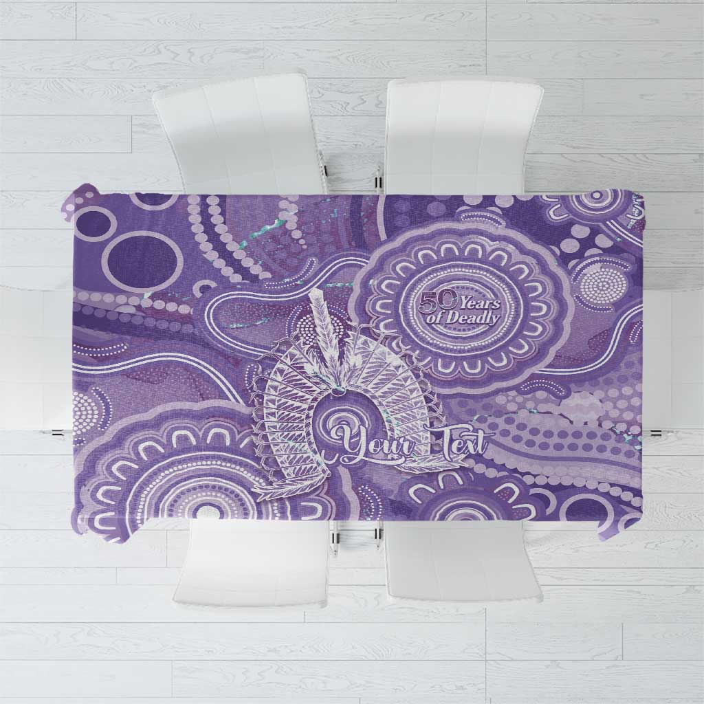 50 Years Deadly NAIDOC Week 2026 Personalised Tablecloth Dhari Purple Indigenous Art