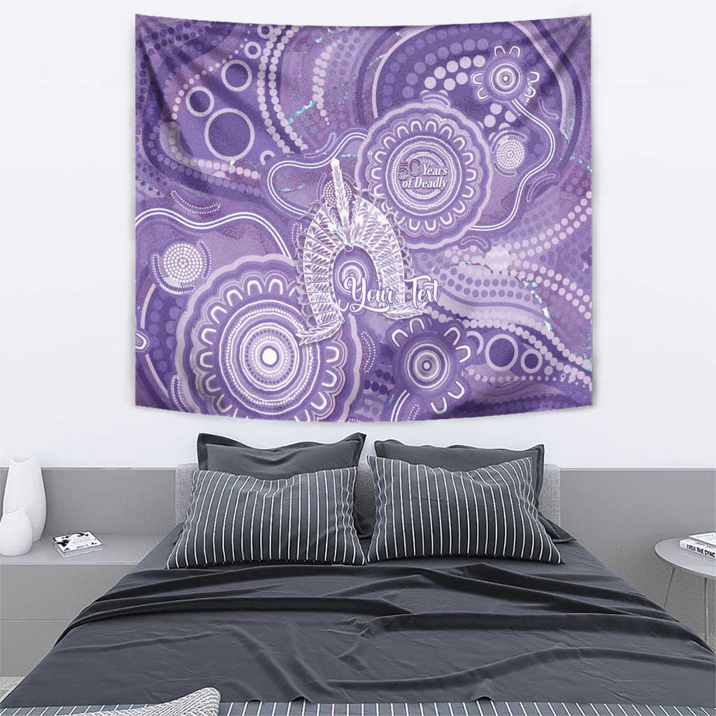 50 Years Deadly NAIDOC Week 2026 Personalised Tapestry Dhari Purple Indigenous Art