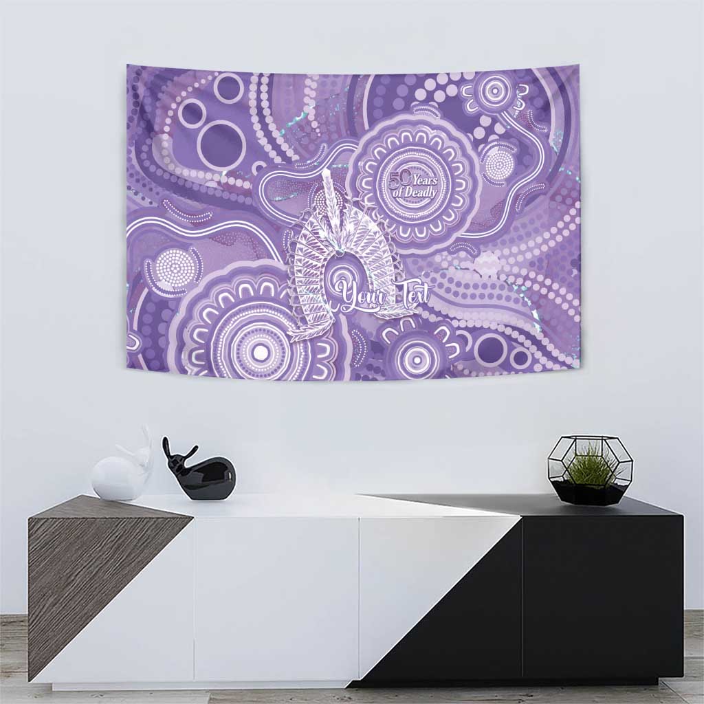 50 Years Deadly NAIDOC Week 2026 Personalised Tapestry Dhari Purple Indigenous Art