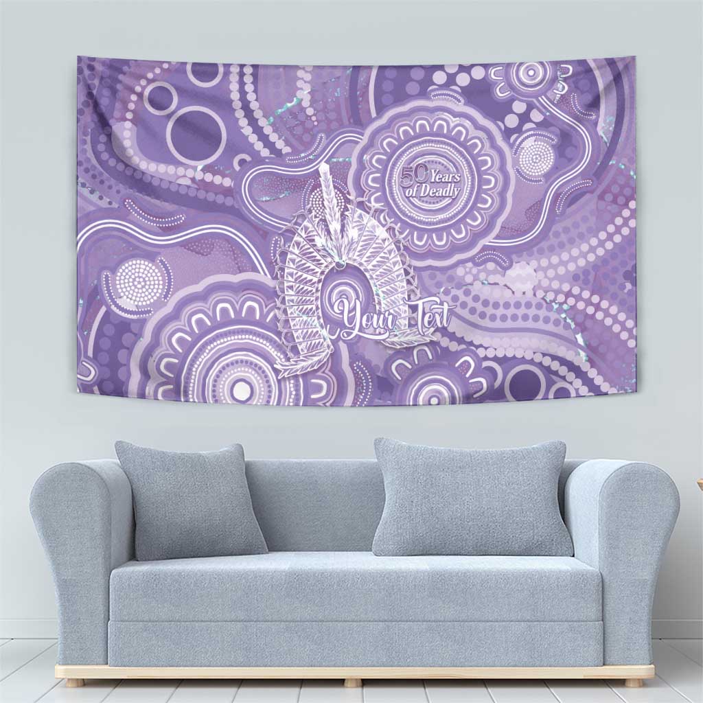 50 Years Deadly NAIDOC Week 2026 Personalised Tapestry Dhari Purple Indigenous Art