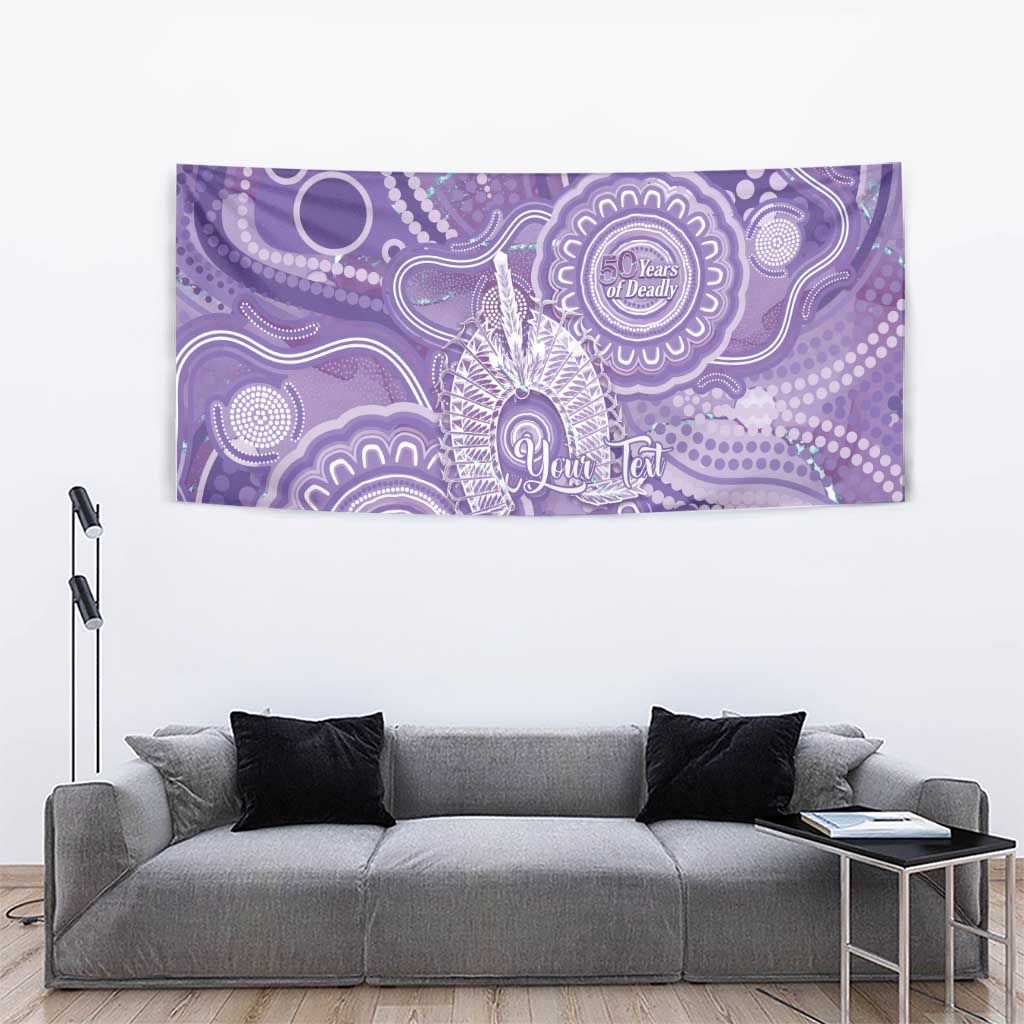 50 Years Deadly NAIDOC Week 2026 Personalised Tapestry Dhari Purple Indigenous Art