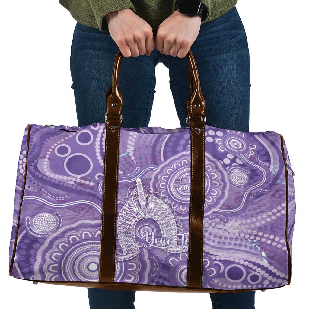 50 Years Deadly NAIDOC Week 2026 Personalised Travel Bag Dhari Purple Indigenous Art