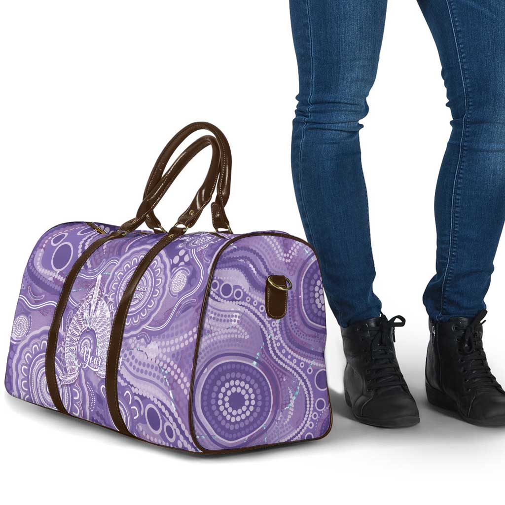 50 Years Deadly NAIDOC Week 2026 Personalised Travel Bag Dhari Purple Indigenous Art