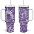 50 Years Deadly NAIDOC Week 2026 Personalised Tumbler With Handle Dhari Purple Indigenous Art