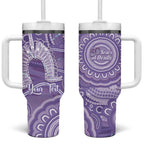 50 Years Deadly NAIDOC Week 2026 Personalised Tumbler With Handle Dhari Purple Indigenous Art