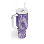 50 Years Deadly NAIDOC Week 2026 Personalised Tumbler With Handle Dhari Purple Indigenous Art