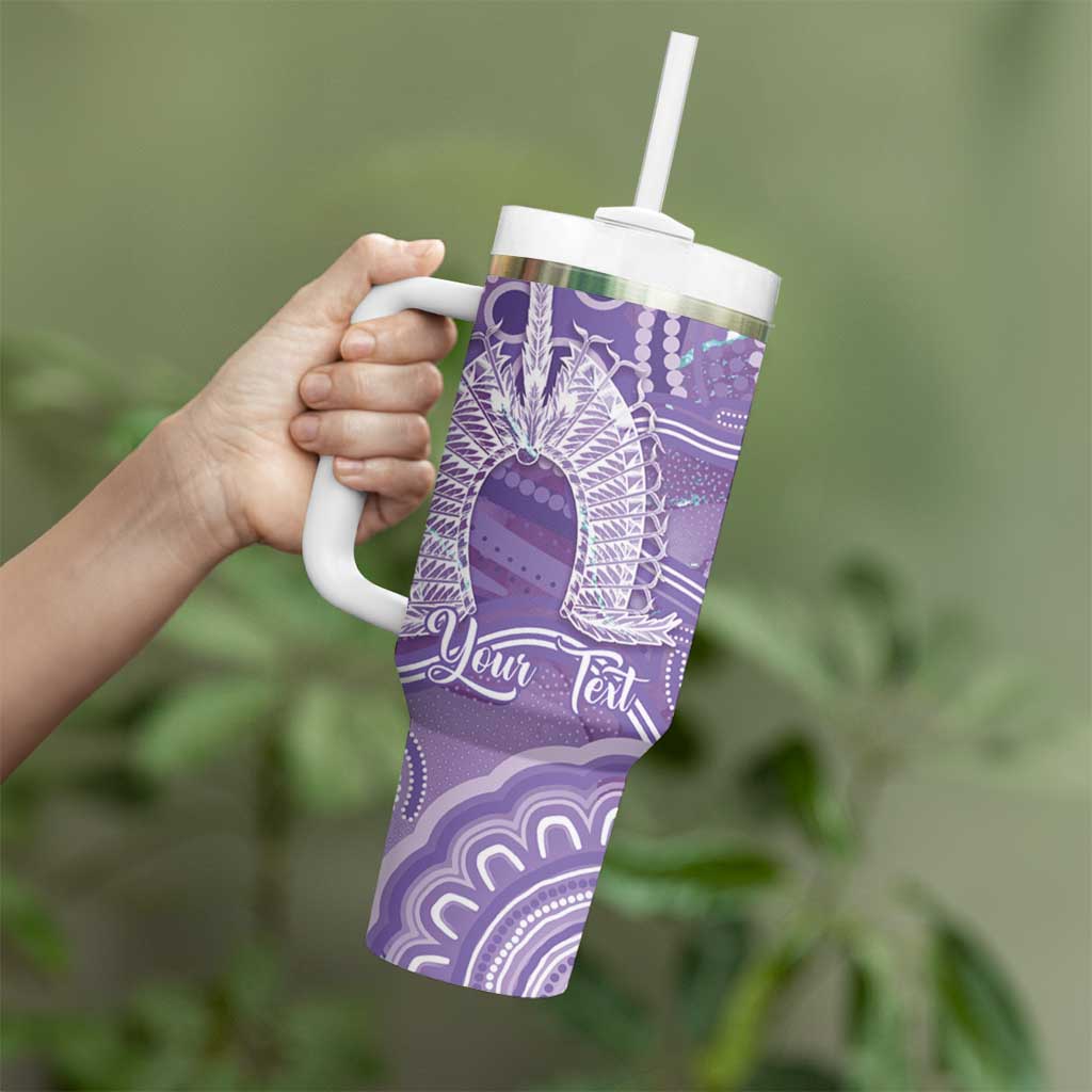50 Years Deadly NAIDOC Week 2026 Personalised Tumbler With Handle Dhari Purple Indigenous Art