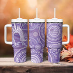 50 Years Deadly NAIDOC Week 2026 Personalised Tumbler With Handle Dhari Purple Indigenous Art