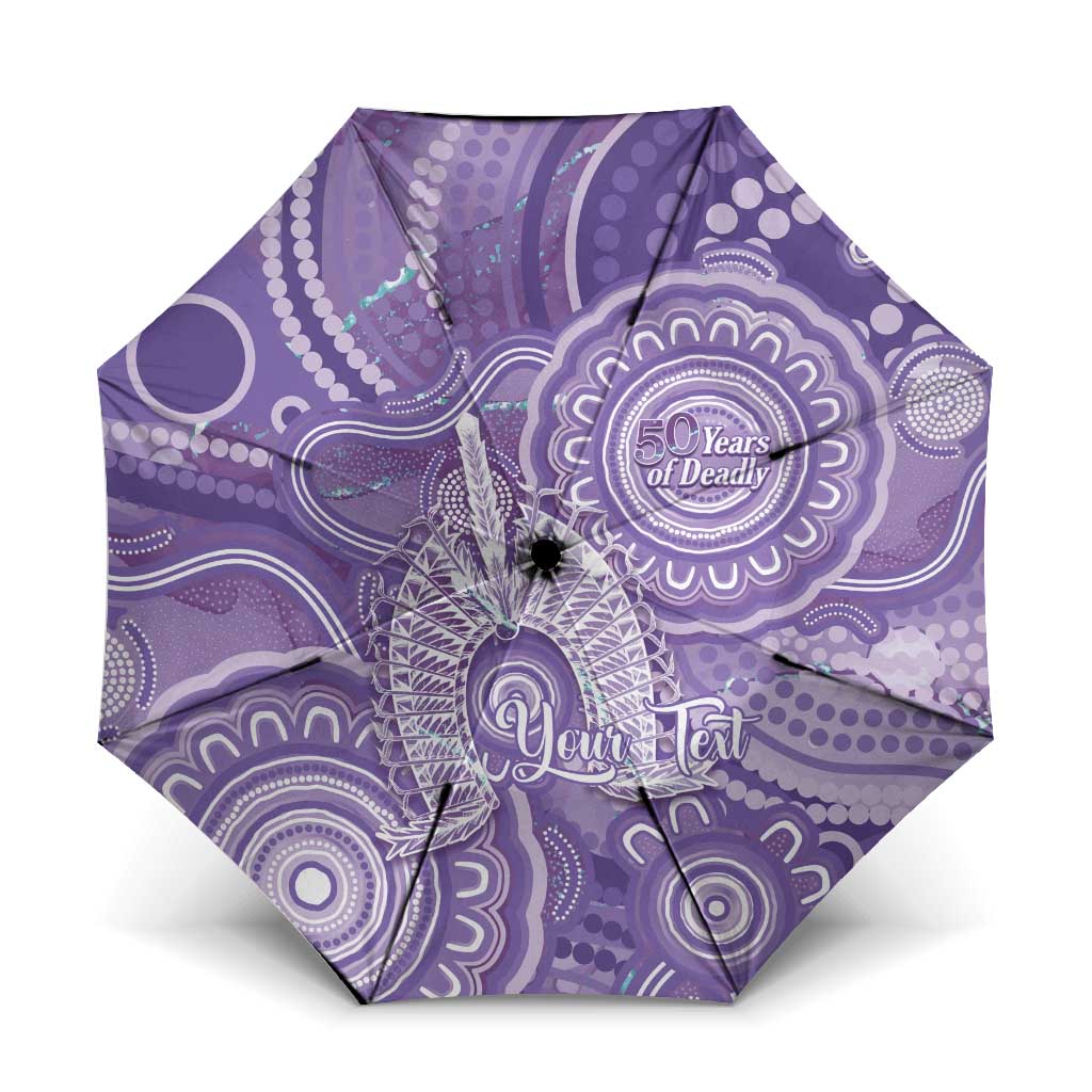 50 Years Deadly NAIDOC Week 2026 Personalised Umbrella Dhari Purple Indigenous Art