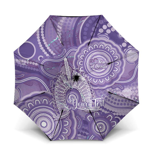 50 Years Deadly NAIDOC Week 2026 Personalised Umbrella Dhari Purple Indigenous Art