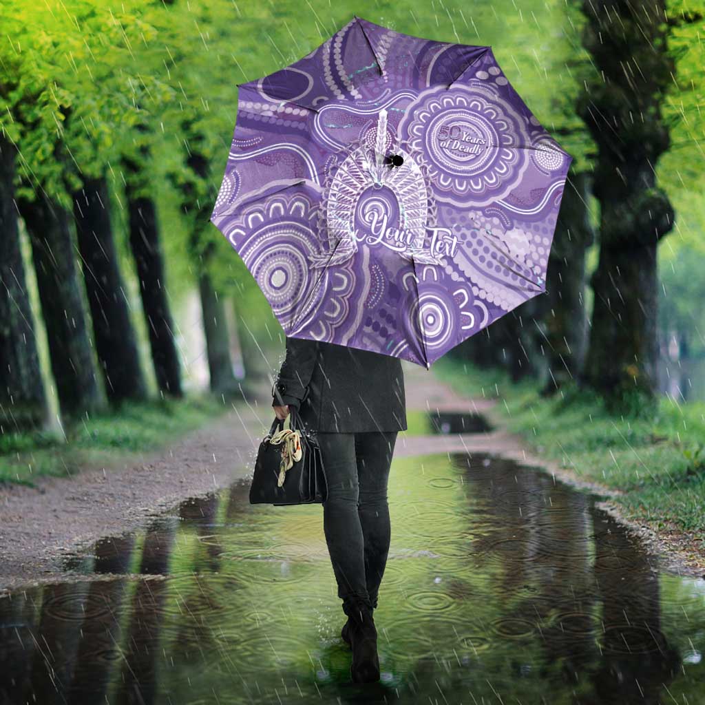 50 Years Deadly NAIDOC Week 2026 Personalised Umbrella Dhari Purple Indigenous Art