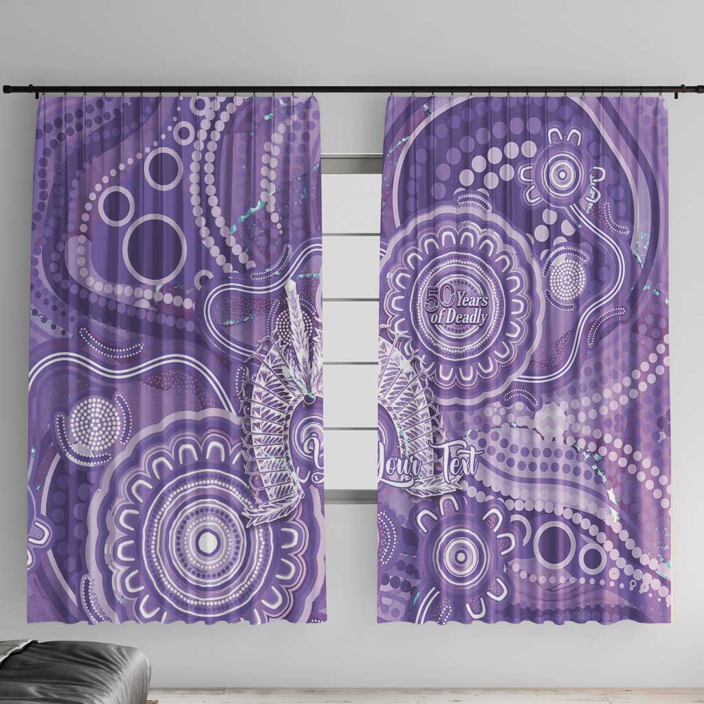 50 Years Deadly NAIDOC Week 2026 Personalised Window Curtain Dhari Purple Indigenous Art
