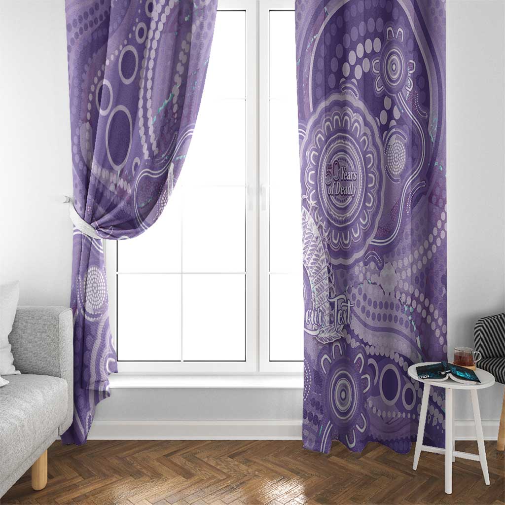 50 Years Deadly NAIDOC Week 2026 Personalised Window Curtain Dhari Purple Indigenous Art