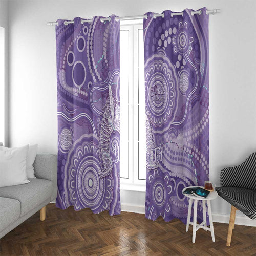 50 Years Deadly NAIDOC Week 2026 Personalised Window Curtain Dhari Purple Indigenous Art