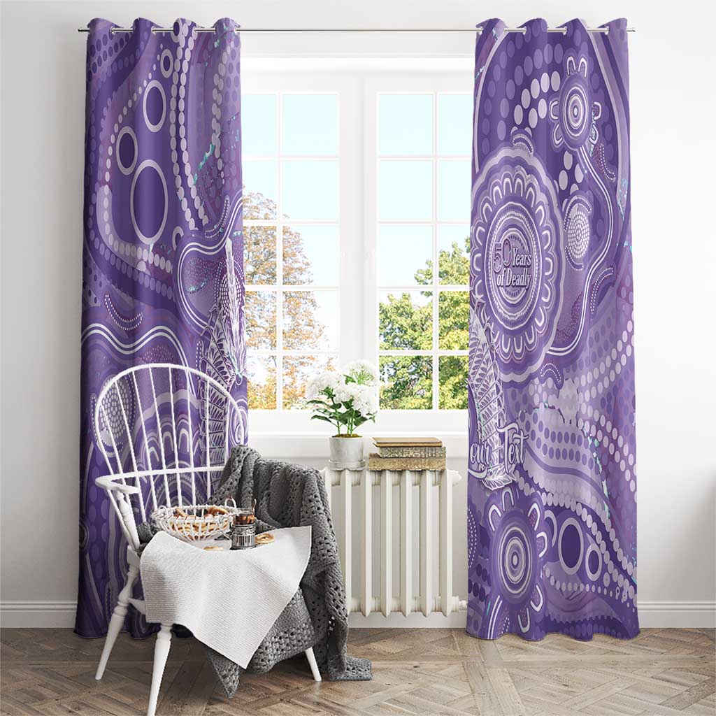 50 Years Deadly NAIDOC Week 2026 Personalised Window Curtain Dhari Purple Indigenous Art