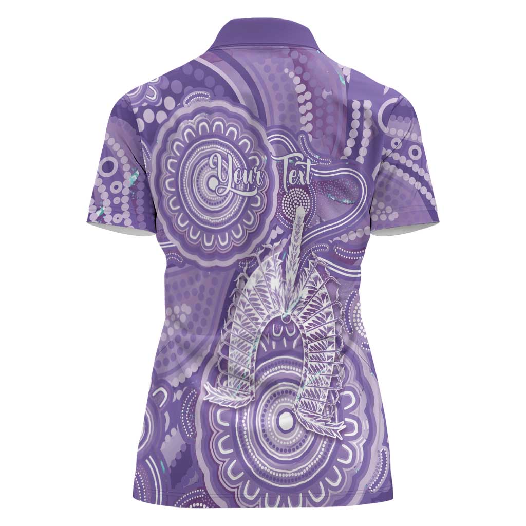 50 Years Deadly NAIDOC Week 2026 Personalised Women Polo Shirt Dhari Purple Indigenous Art