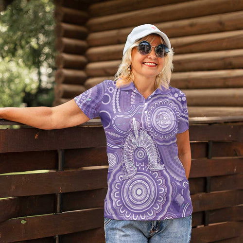 50 Years Deadly NAIDOC Week 2026 Personalised Women Polo Shirt Dhari Purple Indigenous Art
