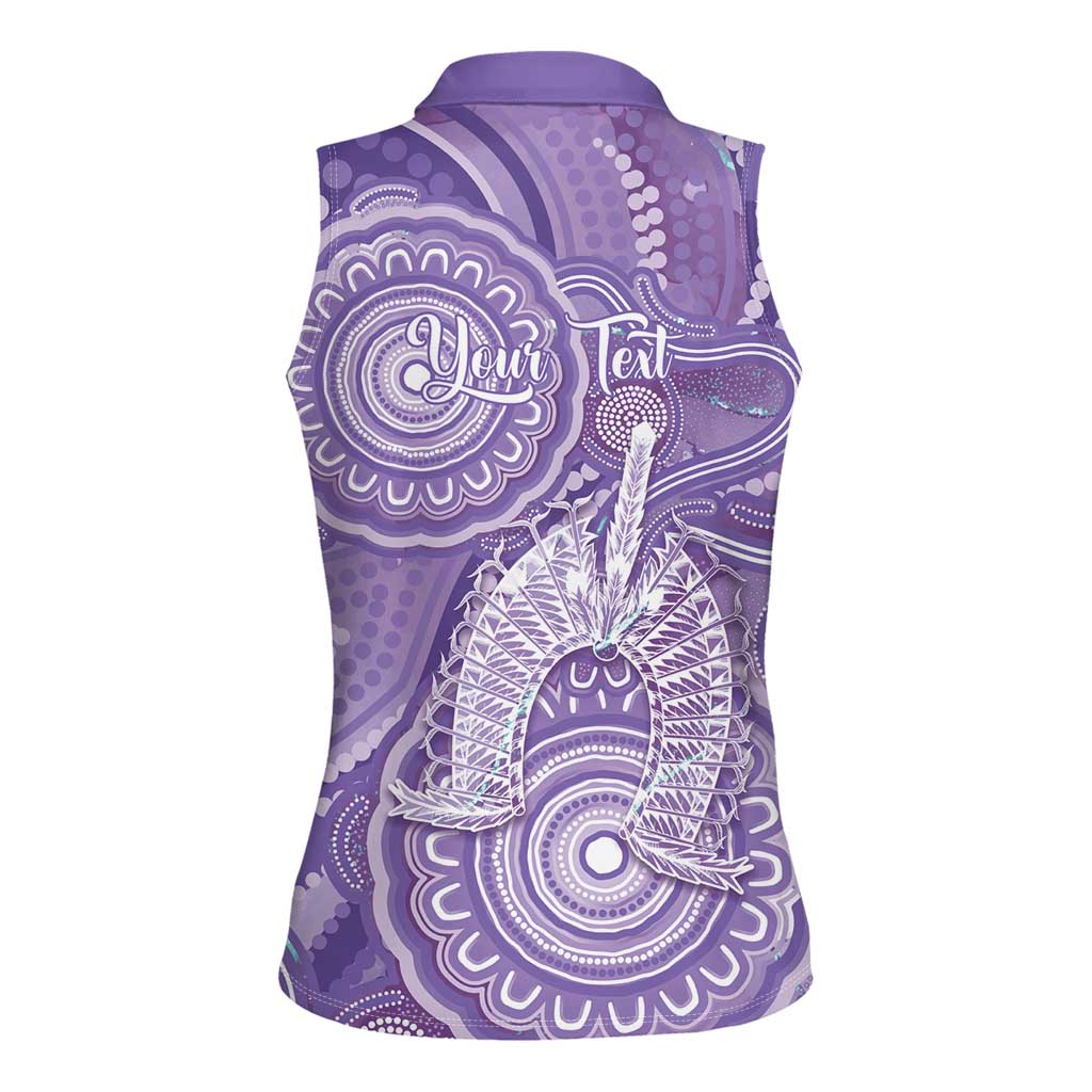 50 Years Deadly NAIDOC Week 2026 Personalised Women Sleeveless Polo Shirt Dhari Purple Indigenous Art