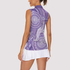 50 Years Deadly NAIDOC Week 2026 Personalised Women Sleeveless Polo Shirt Dhari Purple Indigenous Art