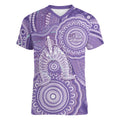 50 Years Deadly NAIDOC Week 2026 Personalised Women V-Neck T-Shirt Dhari Purple Indigenous Art