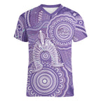 50 Years Deadly NAIDOC Week 2026 Personalised Women V-Neck T-Shirt Dhari Purple Indigenous Art
