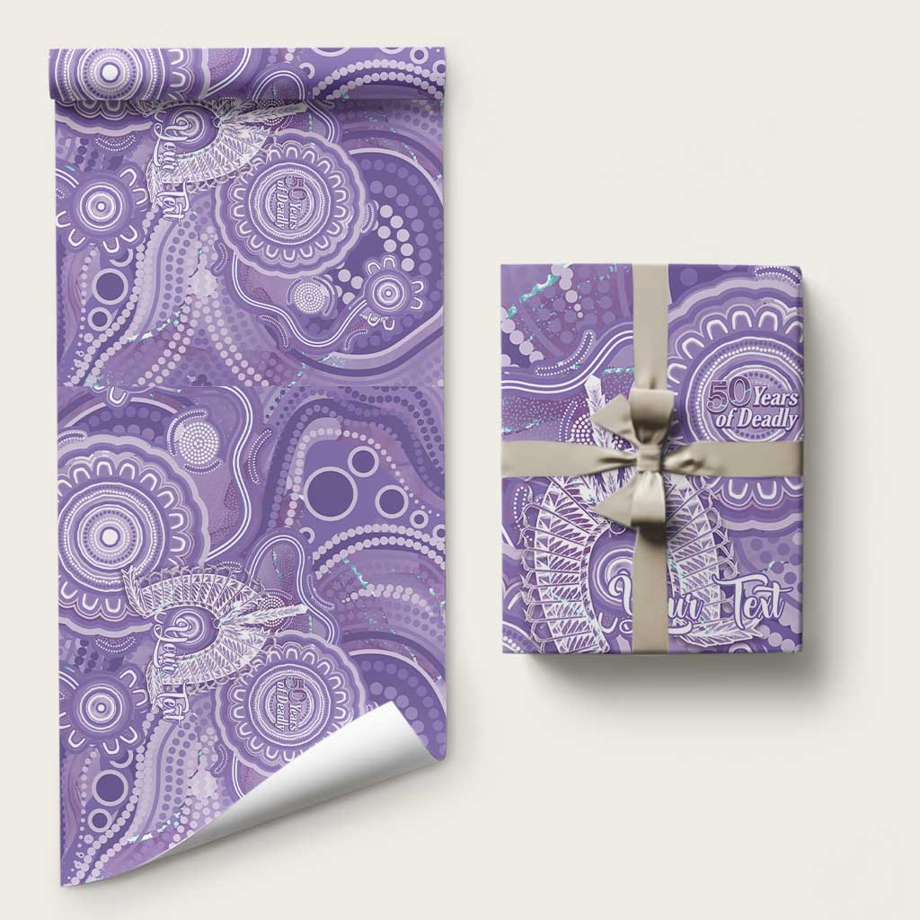 50 Years Deadly NAIDOC Week 2026 Personalised Wrapping Paper Dhari Purple Indigenous Art