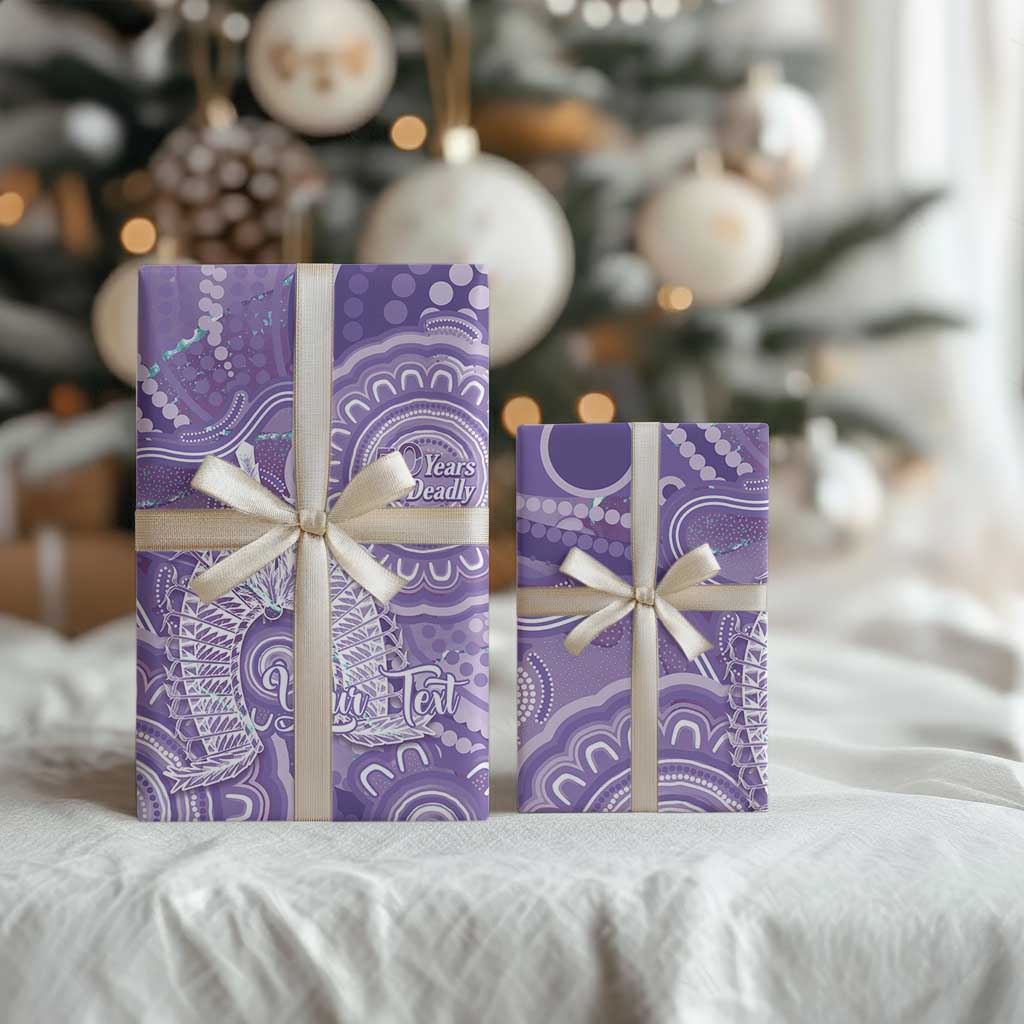 50 Years Deadly NAIDOC Week 2026 Personalised Wrapping Paper Dhari Purple Indigenous Art