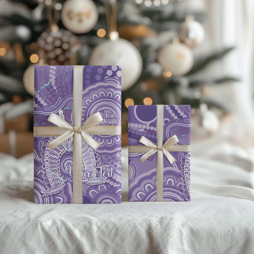 50 Years Deadly NAIDOC Week 2026 Personalised Wrapping Paper Dhari Purple Indigenous Art