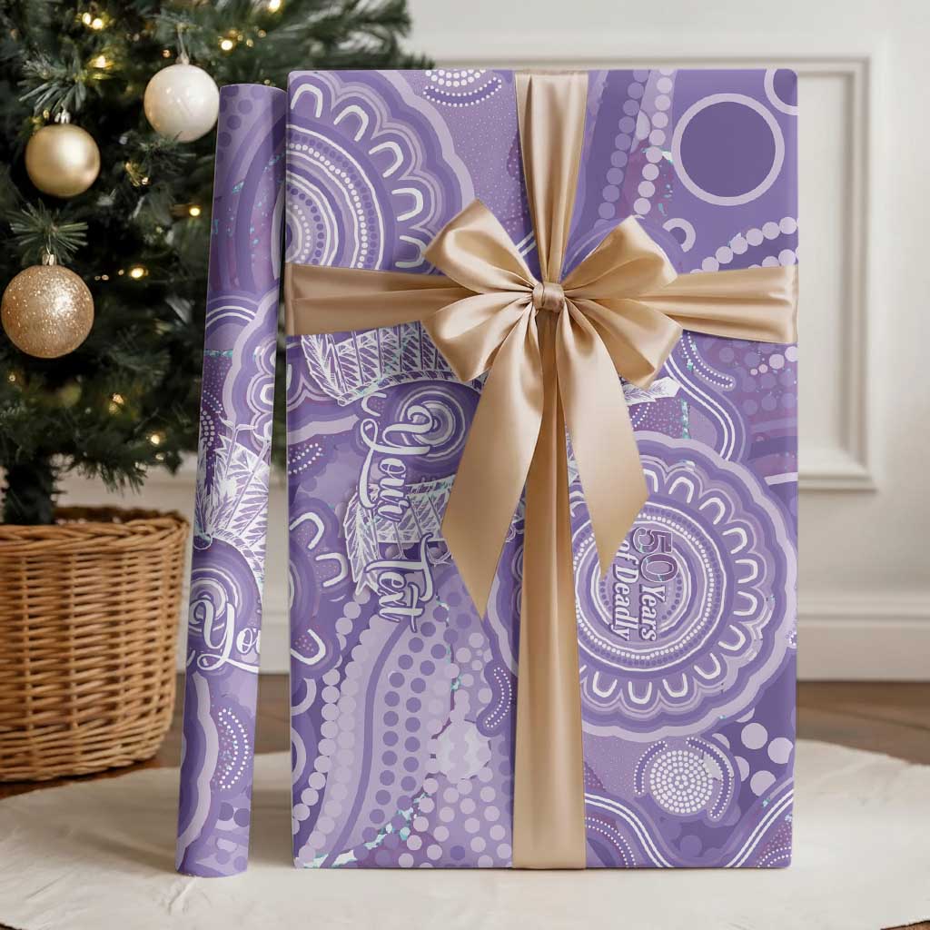 50 Years Deadly NAIDOC Week 2026 Personalised Wrapping Paper Dhari Purple Indigenous Art