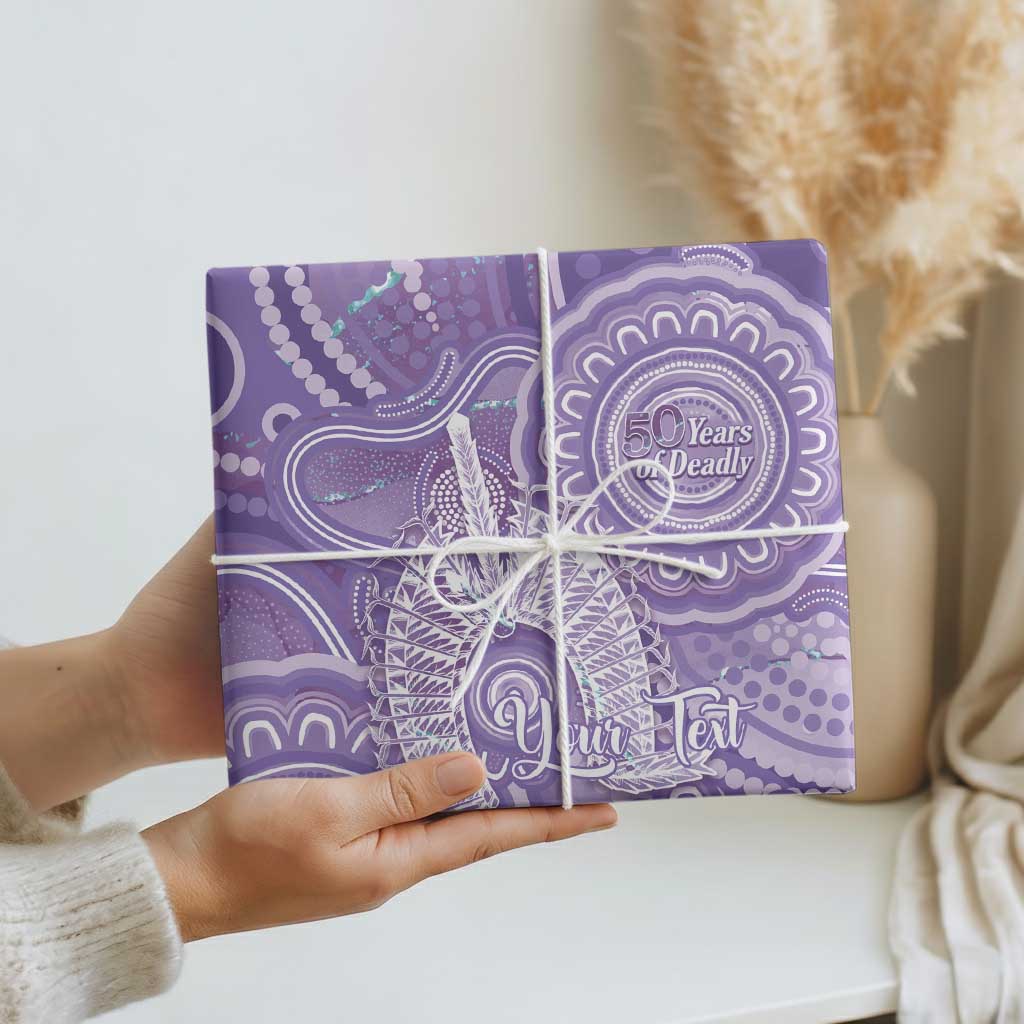 50 Years Deadly NAIDOC Week 2026 Personalised Wrapping Paper Dhari Purple Indigenous Art