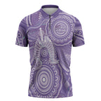 50 Years Deadly NAIDOC Week 2026 Personalised Zipper Polo Shirt Dhari Purple Indigenous Art