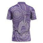 50 Years Deadly NAIDOC Week 2026 Personalised Zipper Polo Shirt Dhari Purple Indigenous Art
