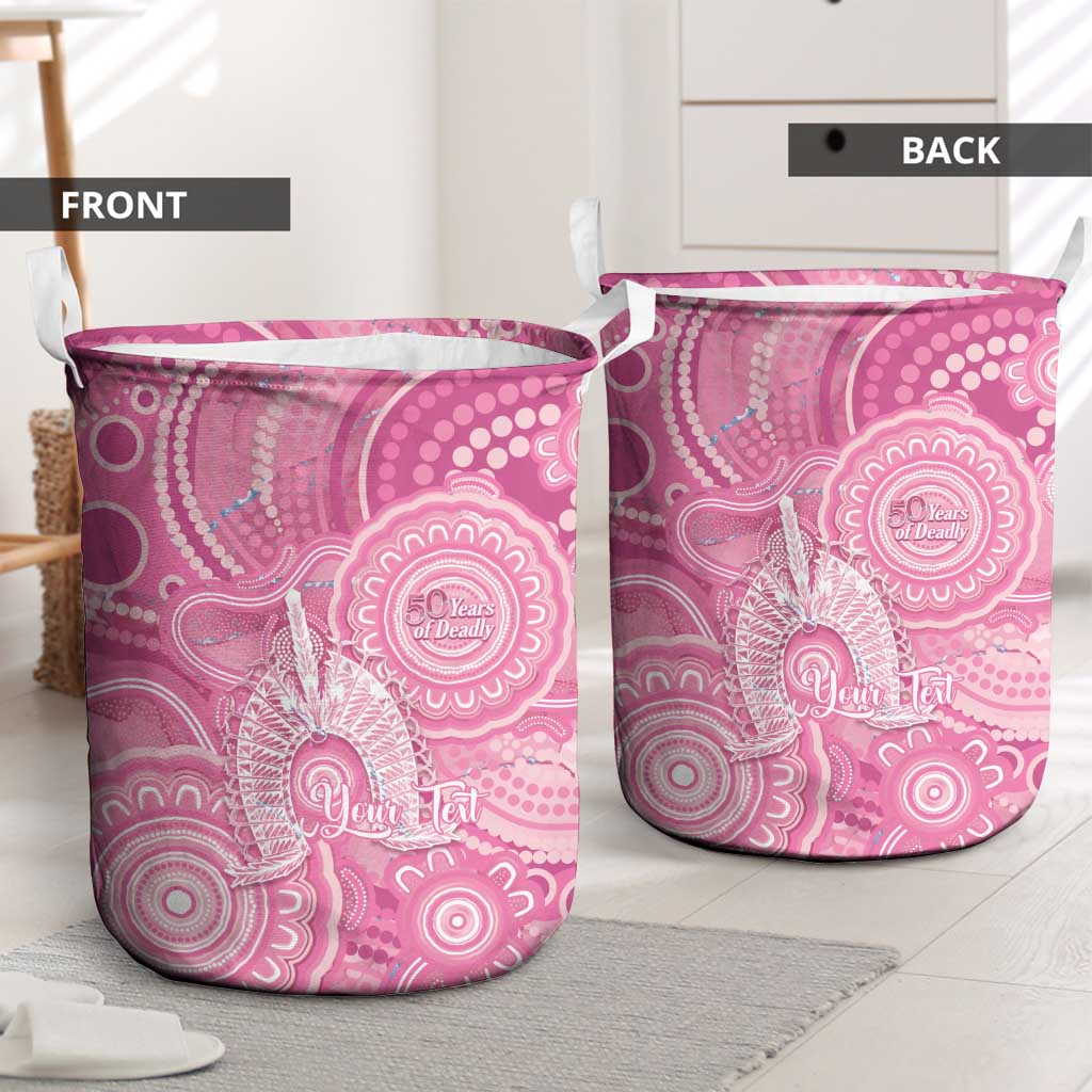 50 Years Deadly NAIDOC Week 2026 Personalised Laundry Basket Dhari Pink Indigenous Art