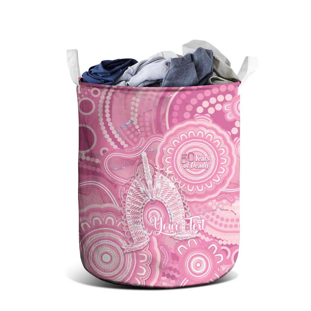 50 Years Deadly NAIDOC Week 2026 Personalised Laundry Basket Dhari Pink Indigenous Art