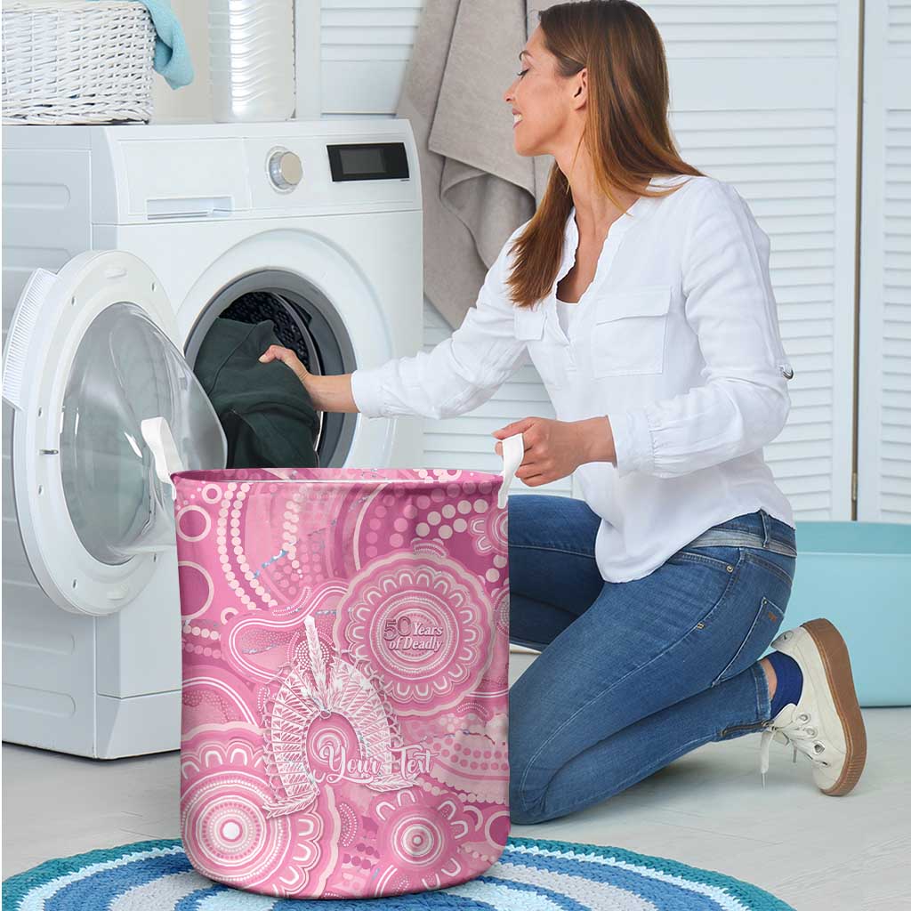 50 Years Deadly NAIDOC Week 2026 Personalised Laundry Basket Dhari Pink Indigenous Art